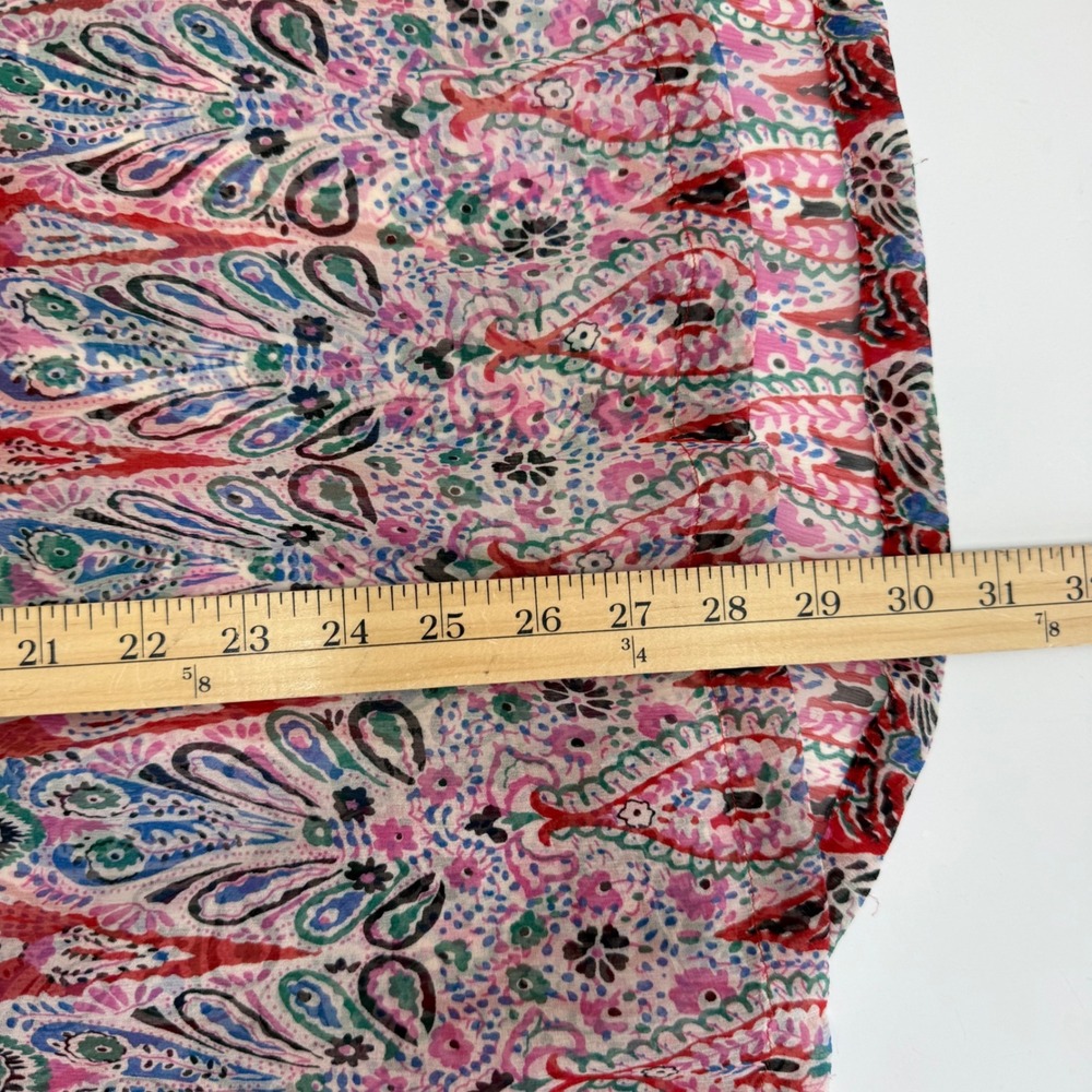 NY Collection 100% Silk Sequin Tunic Blouse Sheer Resort Top Boho Paisley Small - Picture 11 of 11